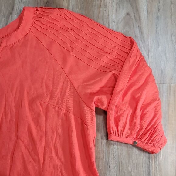 🔹️Ava & Viv Orange Gauzy Vneck Blouse w/Mandarin Collar 3X - Picture 5 of 9